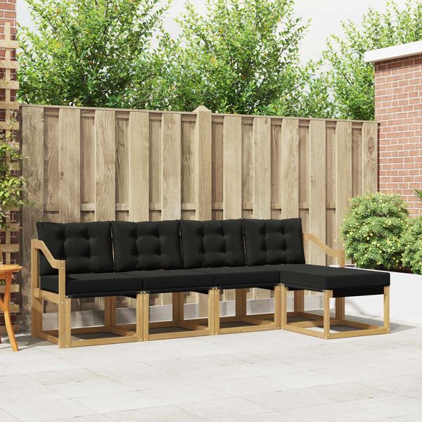 vidaXL Outdoor-Sofagarnitur mit Kissen 5 pcs Weiß und Schwarz 3389390