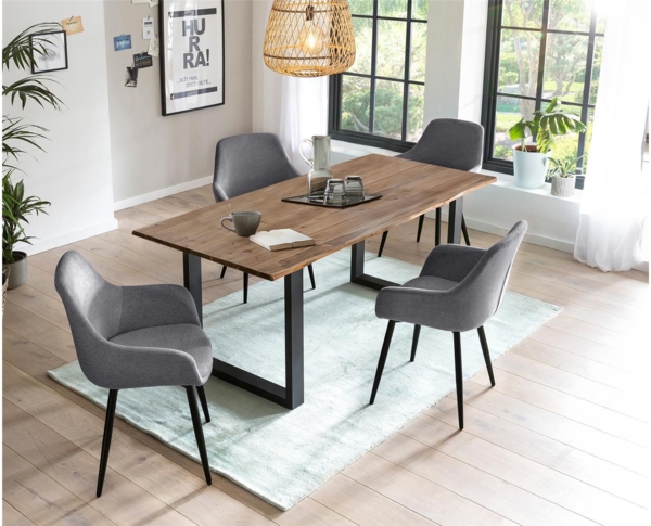 Essgruppe aus 1-Esstisch Akazie 4-Esszimmerstuhl