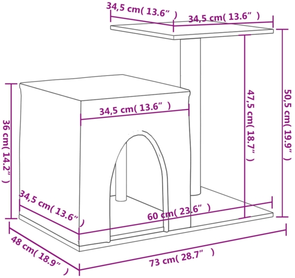 vidaXL Kratzbaum mit Sisal-Kratzsäulen Dunkelgrau 50,5 cm 172126 Bild 7