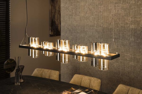 KAWOLA Hängeleuchte MALLAWI Hängelampe 10-flammig Glas schwarz 150 x 20 x 130 cm