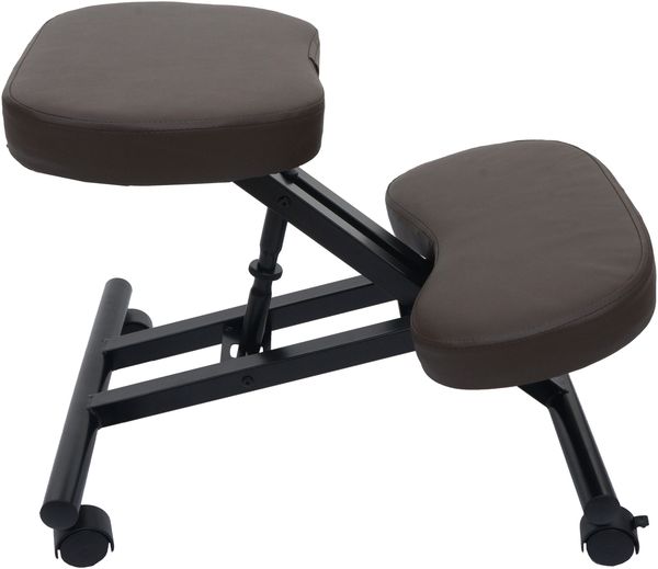 Kniestuhl HWC-E10, Sitzhocker Kniehocker, höhenverstellbar Rollen Kunstleder Metall MVG-zertifiziert ~ dunkelbraun