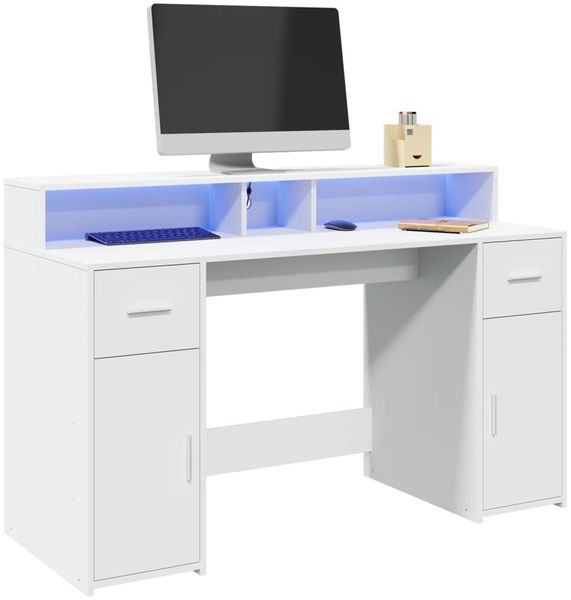 vidaXL LED-Schreibtisch Weiß 140x55x91 cm Holzwerkstoff 3309420