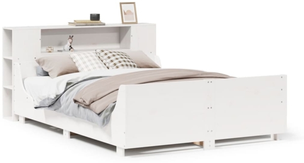 vidaXL Massivholzbett ohne Matratze Weiß 120x190 cm Kiefernholz 3323780