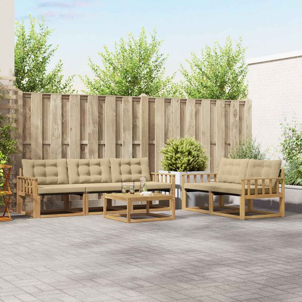 vidaXL Outdoor-Sofagarnitur 6 pcs Weiß und Beige 79 x 79 x 37 cm 3388419