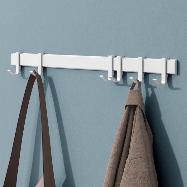 Mai & Mai Wandgarderobe Kleiderhaken Garderobenleiste aus Aluminium mit 4/6/8 Haken Stalo-12, Flexibel entlang der Schiene verschieben, individuell positionieren.