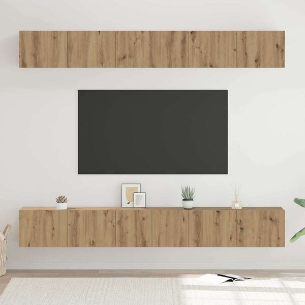 vidaXL TV-Schrankset Wandmontiert 6 pcs Artisan-Eiche Holzwerkstoff 3393476