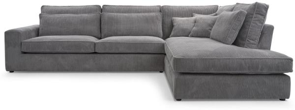 Deine Möbel 24 Wohnlandschaft CAREN XL Ecksofa Sofa Wohnzimmer L-Couch Cord Samt, Grau Beige Anthrazit 2 Teile