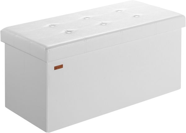 CASARIA® Faltbare Sitztruhe mit Stauraum Kunstleder Weiß L