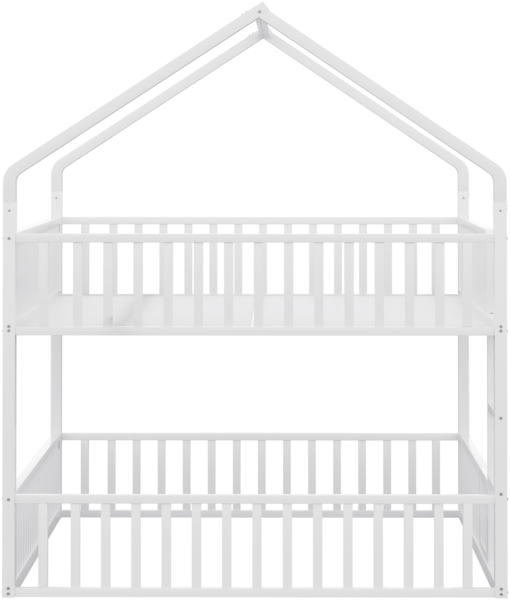 Merax Kinder-Etagenbett 140x200, Jugendbett Metall-Doppelbett, Kinder-Familienbett, Etagenbett mit Treppe, Loft-Design, Weiß (Ohne Matratze) Bild 6