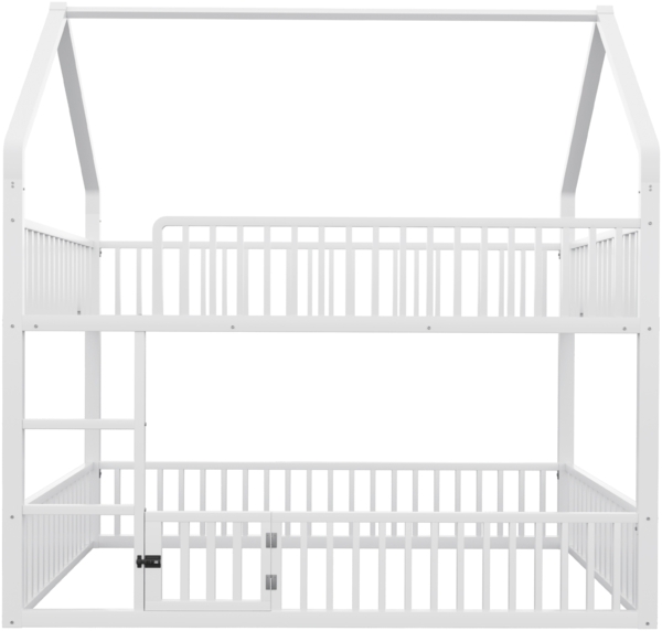 Merax Kinder-Etagenbett 140x200, Jugendbett Metall-Doppelbett, Kinder-Familienbett, Etagenbett mit Treppe, Loft-Design, Weiß (Ohne Matratze) Bild 8