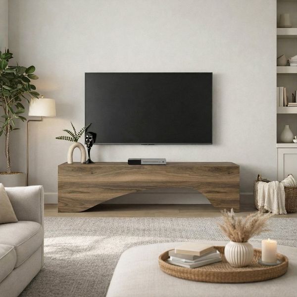 moebel17 Lowboard moebel17 TV Lowboard 150 cm Travertin-Optik Stein Beige (Einzelmöbel, 1 St, Besteht aus 1 TV Lowboard), Pflegeleichte Oberfläche, Granitoptik