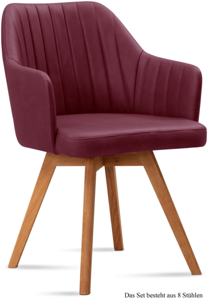 Armlehnstuhl (8er-Set) Domna 58x81x60 Eiche geölt/Marsala