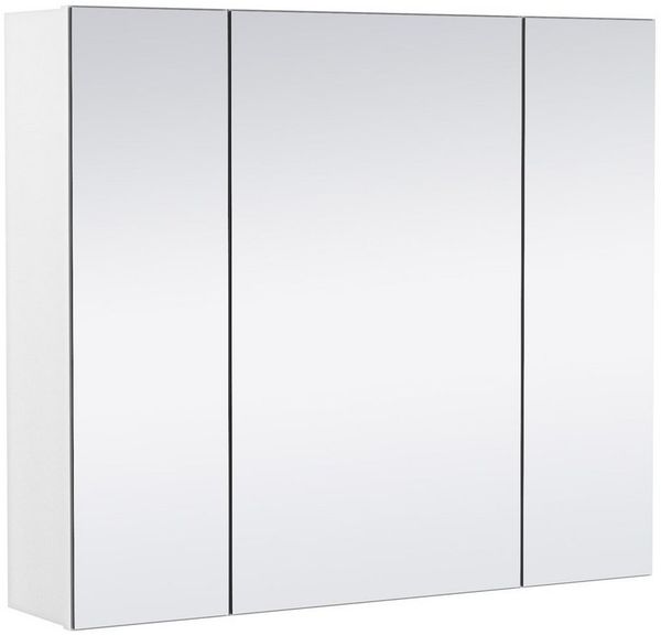 Yaheetech Spiegelschrank mit 3 Türen, Holz weiß, 70,5 x 15 x 60,5 cm
