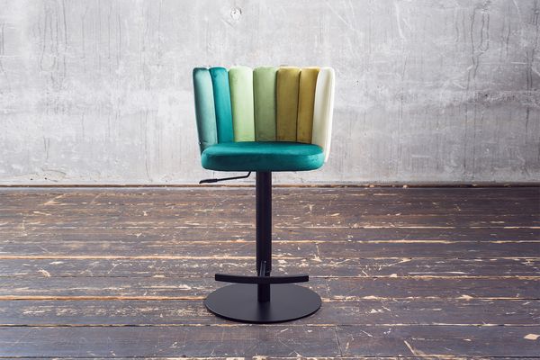 KAWOLA Barhocker JADA Drehstuhl höhenverstellbar Velvet grün 85 x 53 x 55 cm