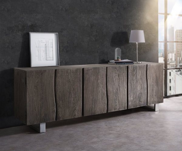 Delife 'Sideboard Live-Edge', 220 x 46 x 75 cm (BxTxH), Akazie, 6 Türen
