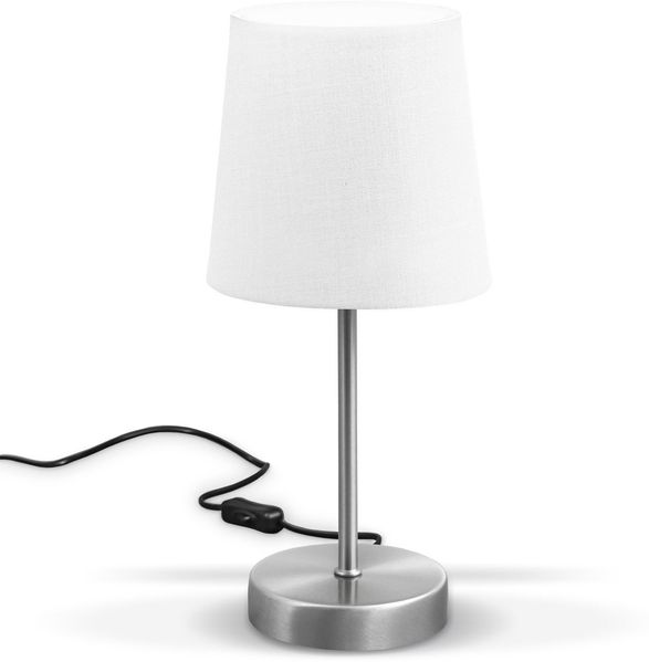 B.K.Licht Tischleuchte BKL1300, ohne Leuchtmittel, 2700K - Extra-Warmweiß, Tischlampe, Weiß, Stoffschirm, Klassisch, E14 ohne Leuchtmittel