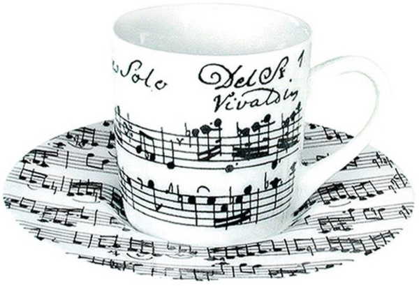 Könitz Vivaldi Libretto Weiß Espresso Set, 2-tlg, Espresso Tasse, Becher, Porzellan, 85 ml, 11 5 053 1890