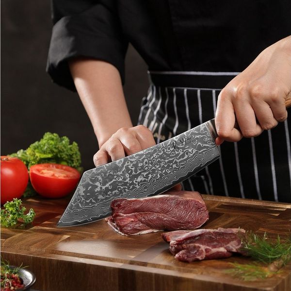 Wakoli Fleischmesser Edib Pro Damast BBQ- & Blockmesser Kochmesser Küchenmesser 20cm Klinge, 67 Lagen Damaststahl, VG-10 Stahlkern