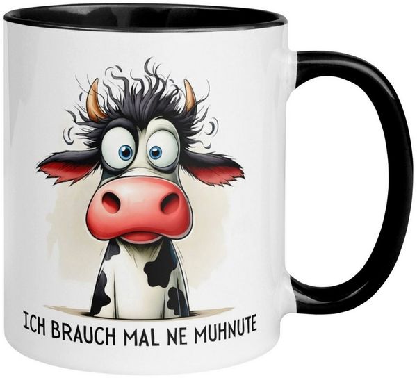 Momentals Tasse Kuh – „Ich brauch mal ne Muhnute“ – lustige Bürotasse für Kollegen, Gratis Versand · Links-&Rechtshänder · Spülmaschinenfest