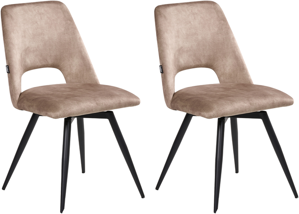 Esszimmerstuhl 2er Set drehbar HALLETT Samtstoff Beige