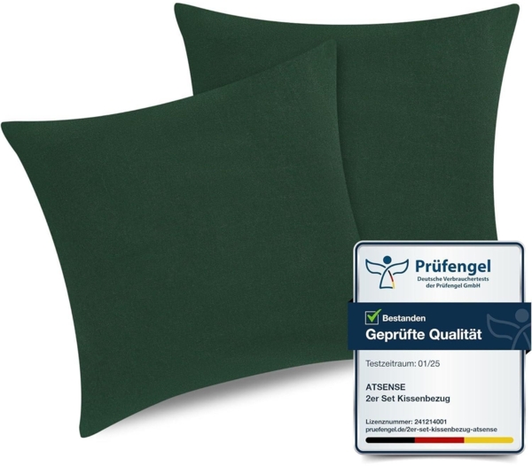 2er Set Kissenbezug 80x80 cm Wald Grün Baumwolle Reißverschluss Oeko-TEX