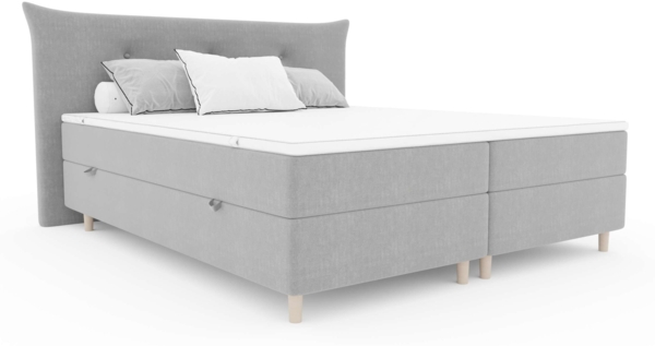 99rooms Artemis Boxspringbett 140x200 cm Strukturstoff INARI Schwarz Taschen-Federung Bild 4