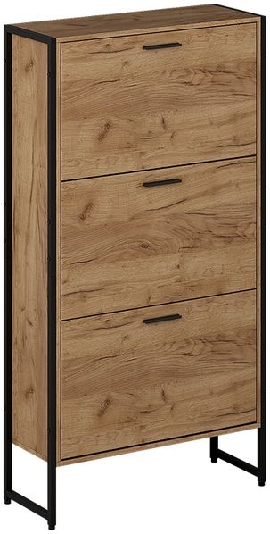 Schuhkipper Folda Goldkraft Eiche/Schwarz 63 x 119 cm mit 3 Kippfächern Vicco