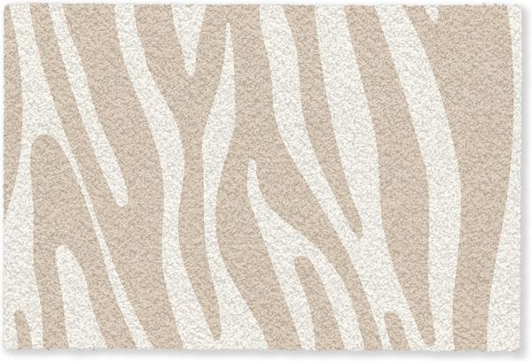 MuchoWow Fußmatte Zebramuster - Beige - Weiß - Tiermuster, Rechteckig, innen Schmutzfangmatte, Tür, Schmutzfänger Flur, Teppich 60x40 cm