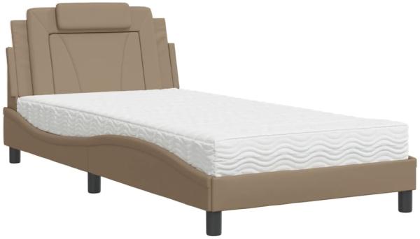 vidaXL Bett mit Matratze Cappuccino-Braun 100x200 cm Kunstleder 3208779