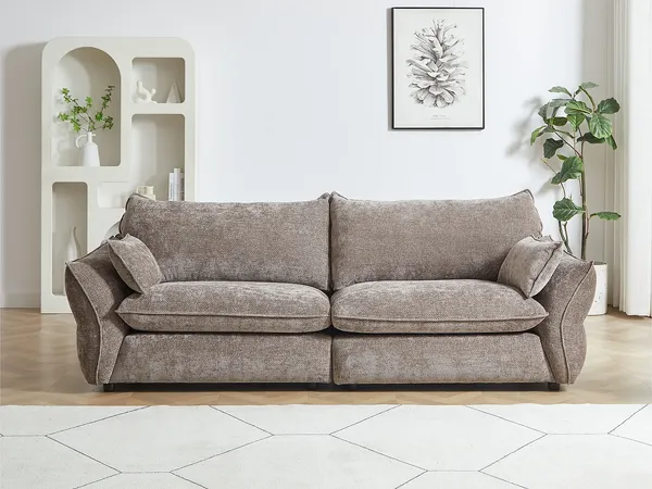Vente-unique - ZOMILO Sofa Stoff Schokoladenbraun - B 98 cm x H 84 cm x L 246 cm