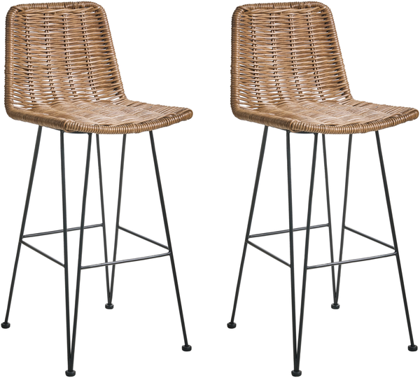 Set mit 2 Barstühlen CASSITA Rattan Braun