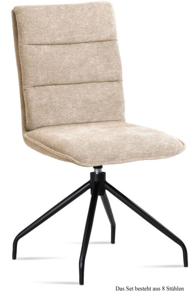 Esszimmerstuhl drehbar (8er-Set) Donata 47 x 92 x 60 Schwarz/Natur