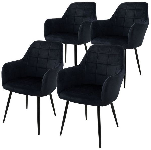 ML-DESIGN Stuhl Esszimmerstuhl ergonomisch & gepolstert Esstischstuhl mit Rückenlehnen (4 St), Wohnzimmerstuhl Schwarz Samtbezug Metallbeine Küchenstuhl Polsterstuhl