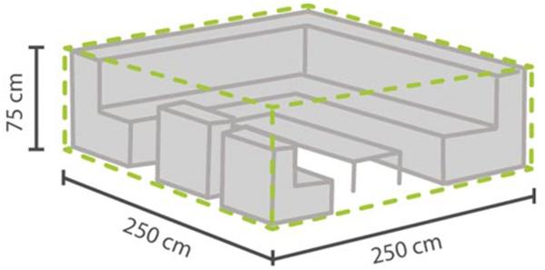 Perel Wetterfeste Schutzhülle Abdeckung für eckiges Garten Lounge Set, 250x250x75cm