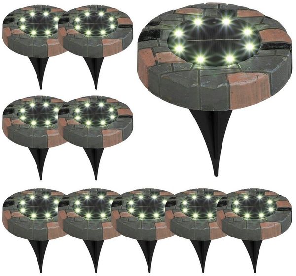 BONETTI LED Gartenleuchte Solar Bodenleuchte mit kalt-weißen LEDs, je Leuchte 8 LEDs