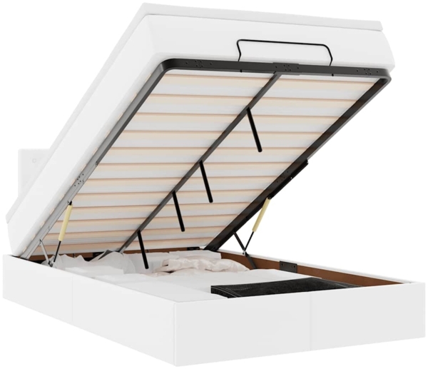 vidaXL Ottoman-Bett mit Matratze Weiß 120x200 cm Kunstleder 3311299 Bild 1