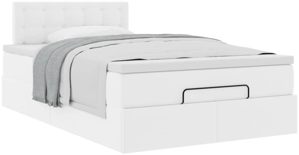 vidaXL Ottoman-Bett mit Matratze Weiß 120x200 cm Kunstleder 3311299 Bild 4