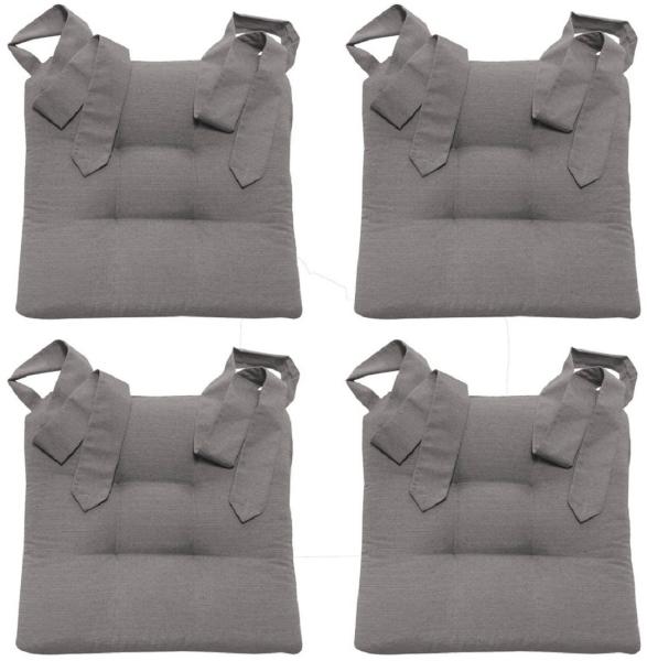 MAGMA Stuhlkissen Sitzkissen FINO Schleifenband Auflage - ca. 42cm x 46cm x 7cm - 4er Set grau