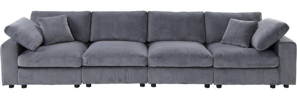 RAUM. ID 4-Sitzer Bennid, XXL-Modulsofa mit vielen individuellen Stellmöglichkeiten, 4 Teile, inklusive 2 großen und 2 kleinen Zierkissen im flauschigen Cord