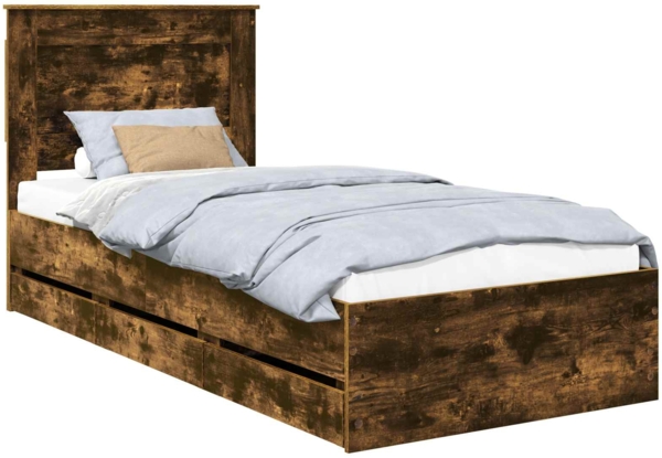 vidaXL Bettrahmen Geräucherte Eiche 100 x 200 cm Ingenieurs Holz 3410201