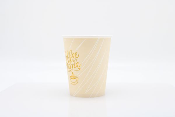 500x Kaffeebecher Coffee Time Papierbecher PE beschichtet 8 oz / 200ml Gelb