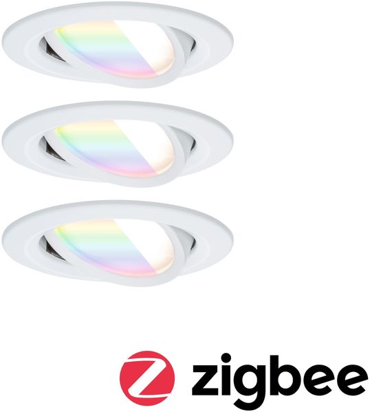 Paulmann 92433 LED Einbauleuchte Nova Coin 3er-Set Zigbee RGBW Weiß matt