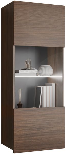 Hängevitrine Calabrini BR05 (Farbe: Nuss Warmia, mit weißer LED Beleuchtung)