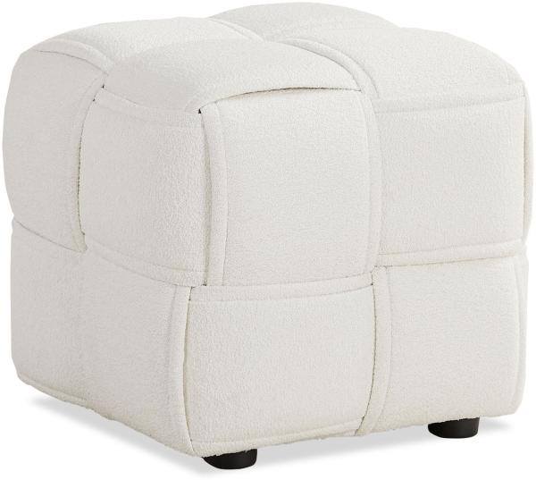 Sitzhocker Pouf Beige Bouclé Poufhocker Sitzpouf Polsterhocker Sitzwürfel Schminkhocker Hocker Gepolstert