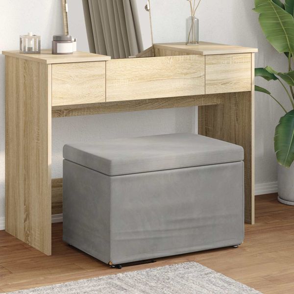 vidaXL Hocker Hellgrau 61 x 41 x 40 cm Samt und Engineering Holz 876765