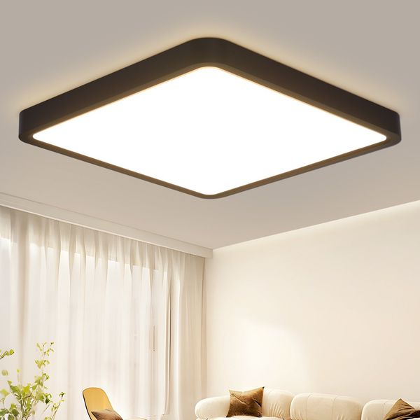 ZMH Deckenlampe LED Deckenleuchte Badezimmer - Schlafzimmerlampe Flach Badezimmerlampe Schwarz 23cm Schlafzimmer Deckenbeleuchtung 23W Küchenlampe 3000K Flurlampe Eckig Badlampe IP44 für Küche Flur