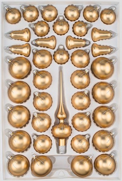 Navidacio Weihnachtsbaumkugel 39 tlg. Glas-Weihnachtskugeln Set in Classic Gold Silber Regen