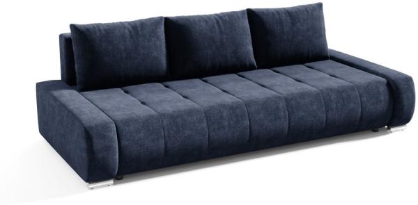 Sofa 3-Sitzer mit Schlaffunktion VOGAR Stoff Aston Dunkelblau