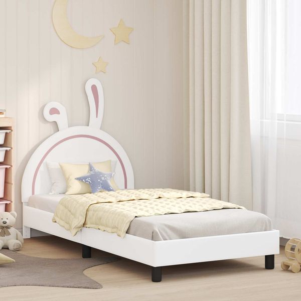vidaXL Kinderbettgestell mit Kopfteil Weiß 90 x 190 cm PU 42011198
