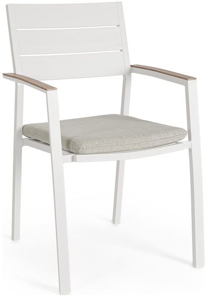 4er-Set Gartenstuhl Marzela - Aluminium helles Grau, mit Armlehnen
